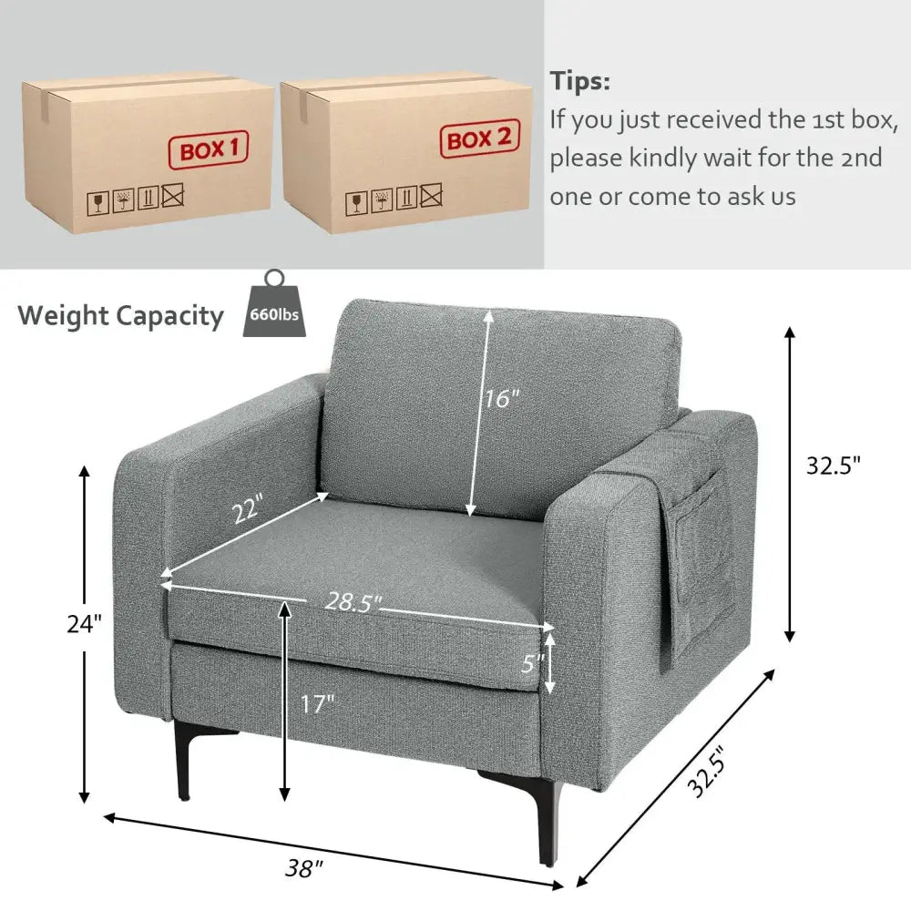 1/2/3/4-Seat Convertible Sectional Sofa with Reversible Ottoman-1-Seat Costway