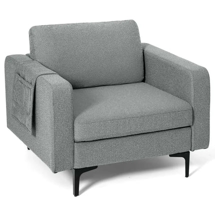 1/2/3/4-Seat Convertible Sectional Sofa with Reversible Ottoman-1-Seat Costway