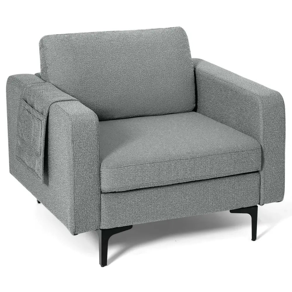 1/2/3/4-Seat Convertible Sectional Sofa with Reversible Ottoman-1-Seat Costway