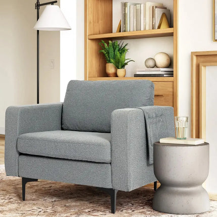 1/2/3/4-Seat Convertible Sectional Sofa with Reversible Ottoman-1-Seat Costway