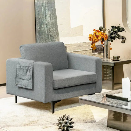 1/2/3/4-Seat Convertible Sectional Sofa with Reversible Ottoman-1-Seat Costway