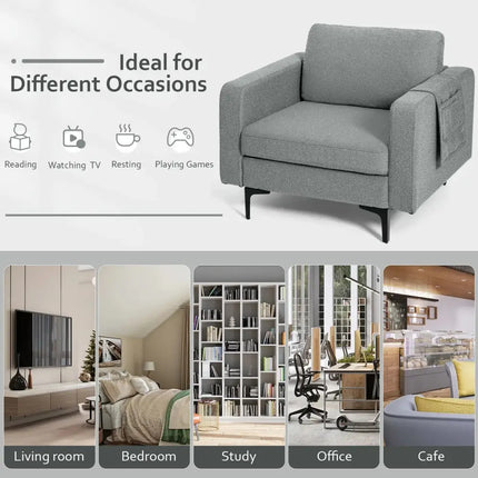 1/2/3/4-Seat Convertible Sectional Sofa with Reversible Ottoman-1-Seat Costway