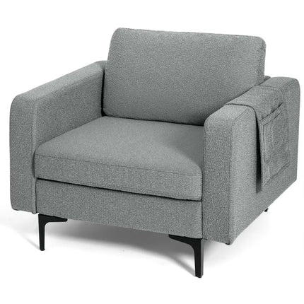 1/2/3/4-Seat Convertible Sectional Sofa with Reversible Ottoman-1-Seat Costway