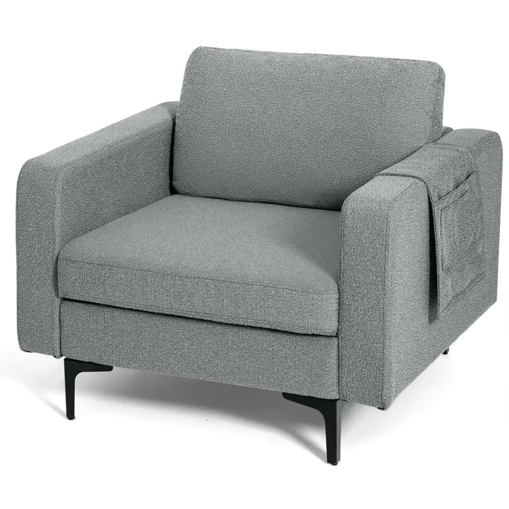 1/2/3/4-Seat Convertible Sectional Sofa with Reversible Ottoman-1-Seat Costway