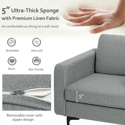 1/2/3/4-Seat Convertible Sectional Sofa with Reversible Ottoman-1-Seat Costway