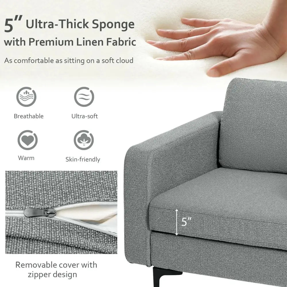 1/2/3/4-Seat Convertible Sectional Sofa with Reversible Ottoman-1-Seat Costway
