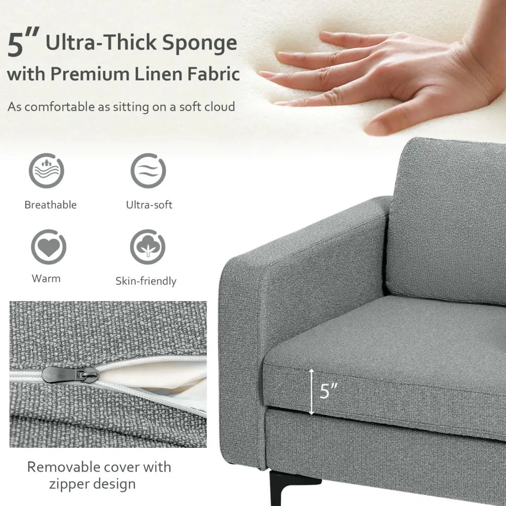 1/2/3/4-Seat Convertible Sectional Sofa with Reversible Ottoman-1-Seat - Gray - Accent Chairs