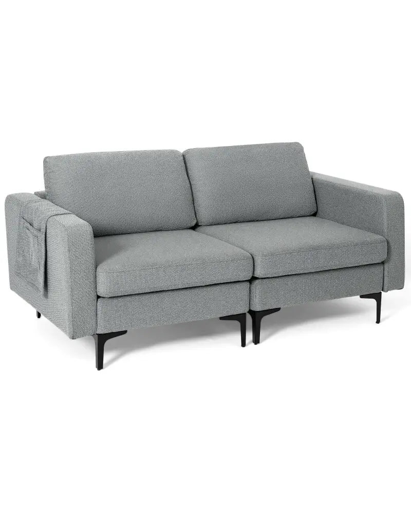 1/2/3/4-Seat Convertible Sectional Sofa with Reversible Ottoman-2-Seat - Gray - Sofas & Loveseats