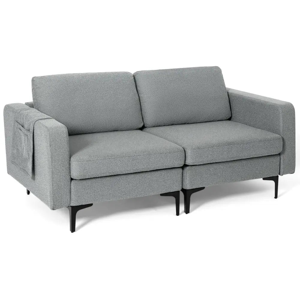 1/2/3/4-Seat Convertible Sectional Sofa with Reversible Ottoman-2-Seat - Gray - Sofas & Loveseats