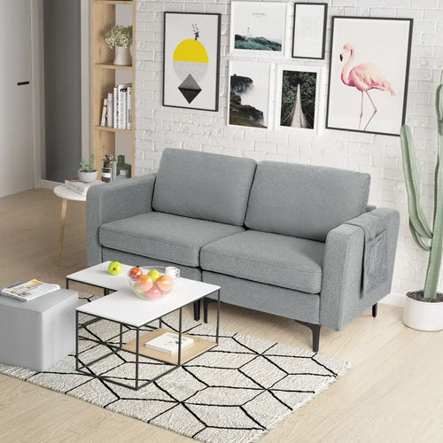 1/2/3/4-Seat Convertible Sectional Sofa with Reversible Ottoman-2-Seat - Gray - Sofas & Loveseats