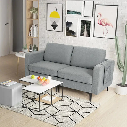1/2/3/4-Seat Convertible Sectional Sofa with Reversible Ottoman-2-Seat Costway
