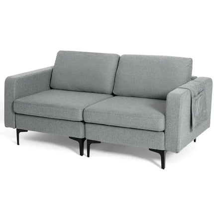 1/2/3/4-Seat Convertible Sectional Sofa with Reversible Ottoman-2-Seat Costway