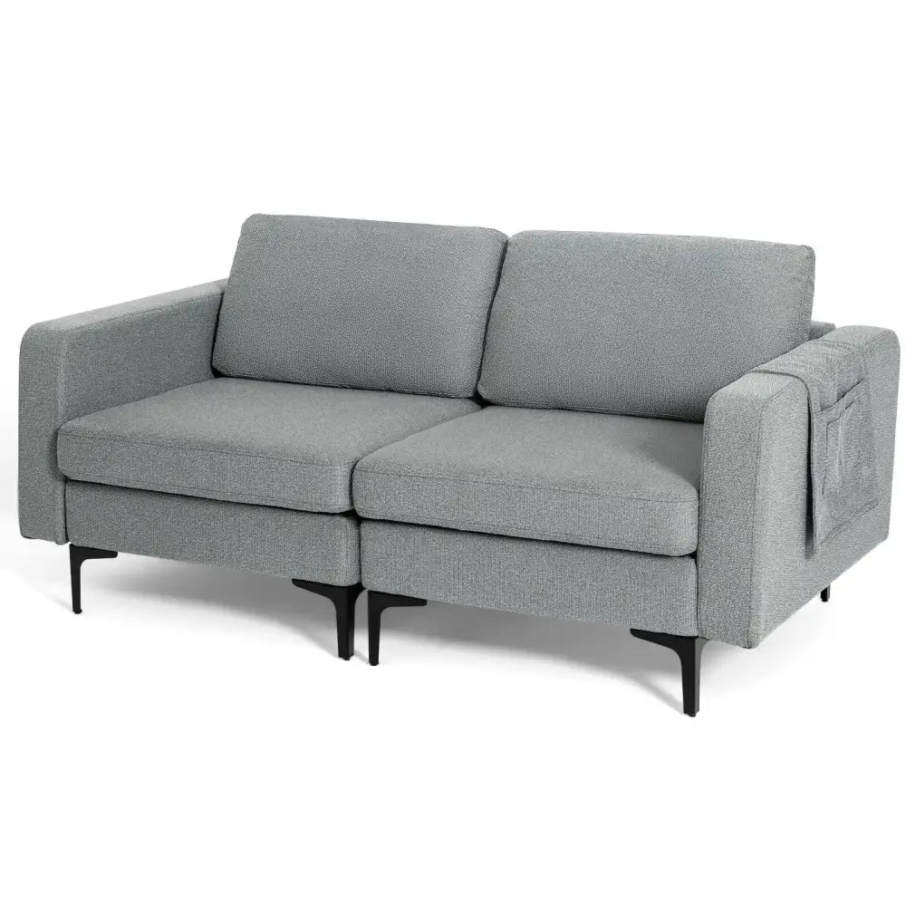 1/2/3/4-Seat Convertible Sectional Sofa with Reversible Ottoman-2-Seat Costway