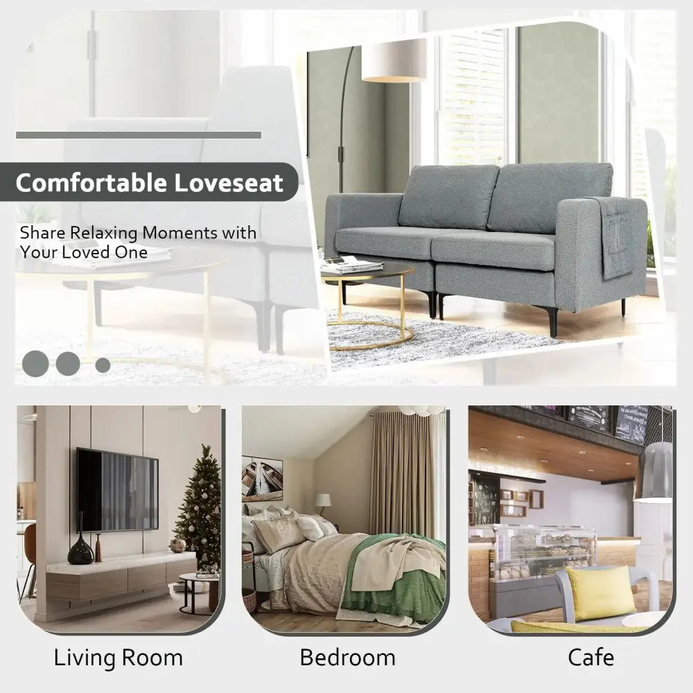 1/2/3/4-Seat Convertible Sectional Sofa with Reversible Ottoman-2-Seat Costway