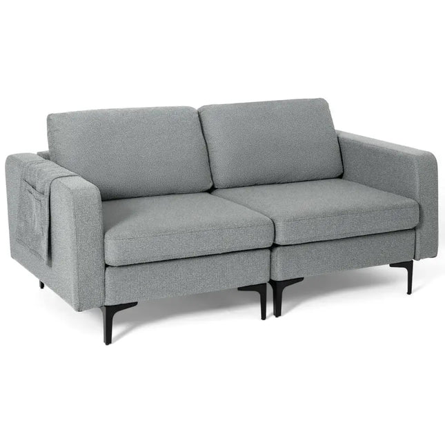 1/2/3/4-Seat Convertible Sectional Sofa with Reversible Ottoman-2-Seat Costway