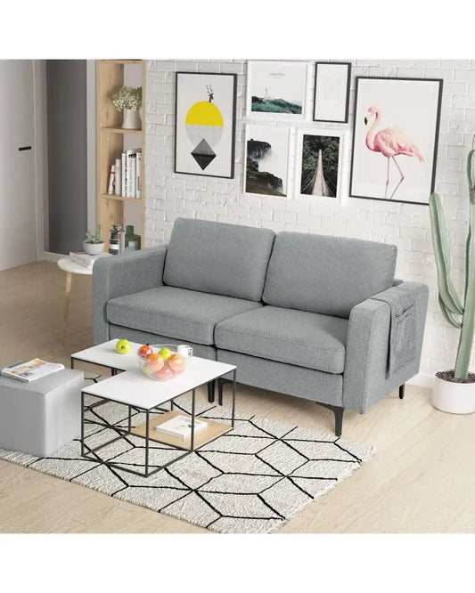 1/2/3/4-Seat Convertible Sectional Sofa with Reversible Ottoman-2-Seat - Gray - Sofas & Loveseats