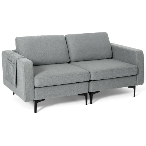 1/2/3/4-Seat Convertible Sectional Sofa with Reversible Ottoman-2-Seat - Gray - Sofas & Loveseats