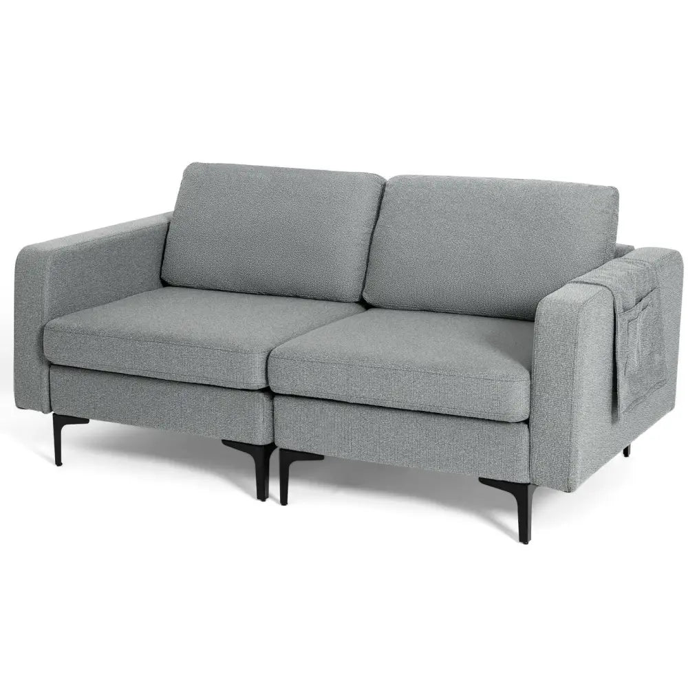 1/2/3/4-Seat Convertible Sectional Sofa with Reversible Ottoman-2-Seat - Gray - Sofas & Loveseats