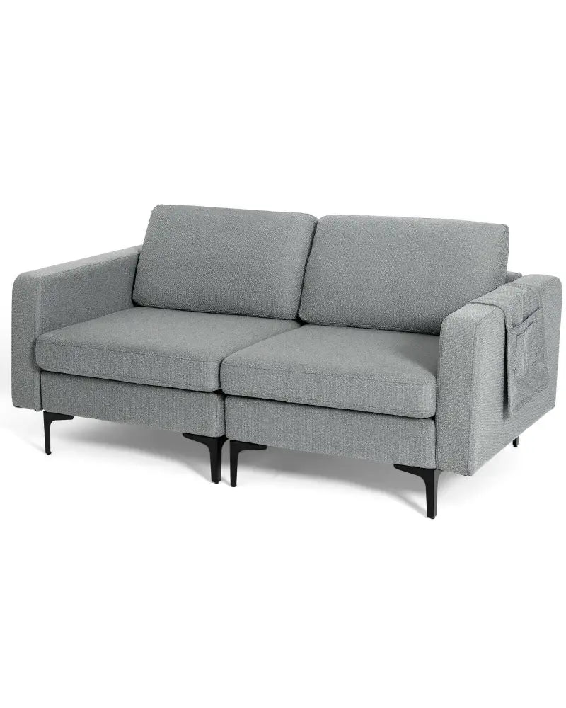1/2/3/4-Seat Convertible Sectional Sofa with Reversible Ottoman-2-Seat - Gray - Sofas & Loveseats