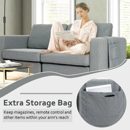 1/2/3/4-Seat Convertible Sectional Sofa with Reversible Ottoman-2-Seat Costway