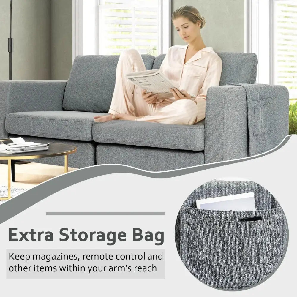 1/2/3/4-Seat Convertible Sectional Sofa with Reversible Ottoman-2-Seat Costway
