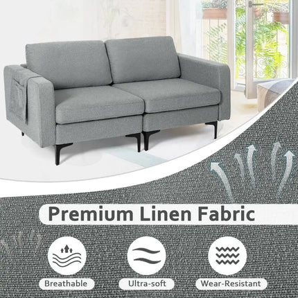 1/2/3/4-Seat Convertible Sectional Sofa with Reversible Ottoman-2-Seat Costway