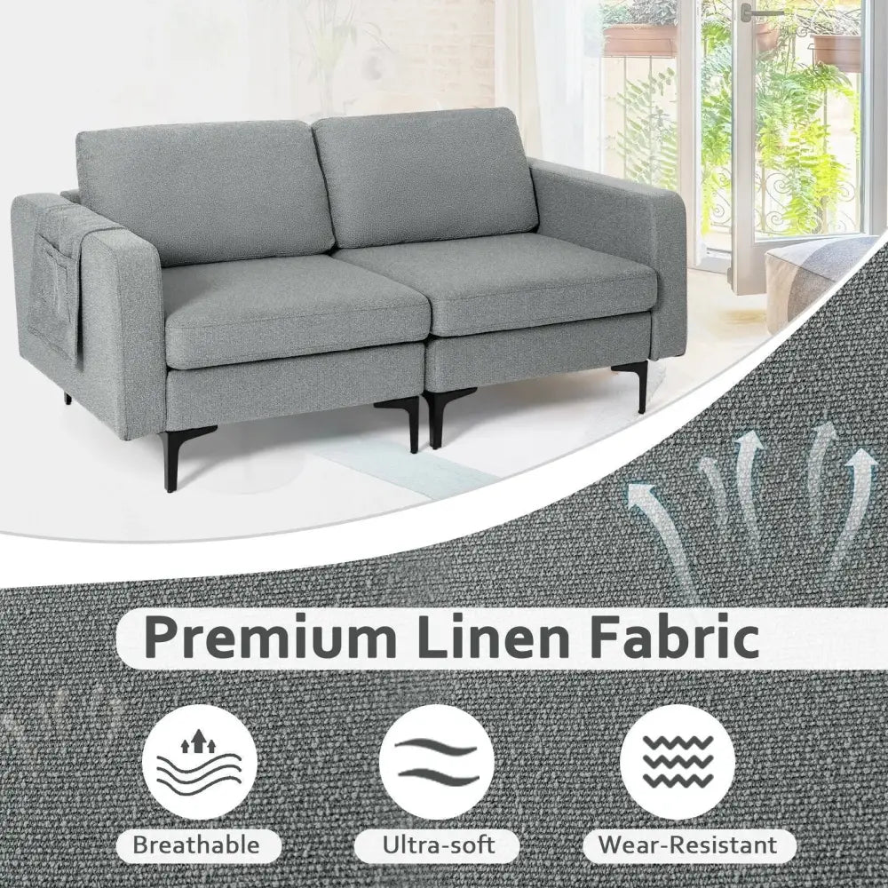 1/2/3/4-Seat Convertible Sectional Sofa with Reversible Ottoman-2-Seat Costway