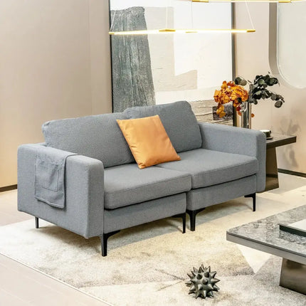 1/2/3/4-Seat Convertible Sectional Sofa with Reversible Ottoman-2-Seat Costway