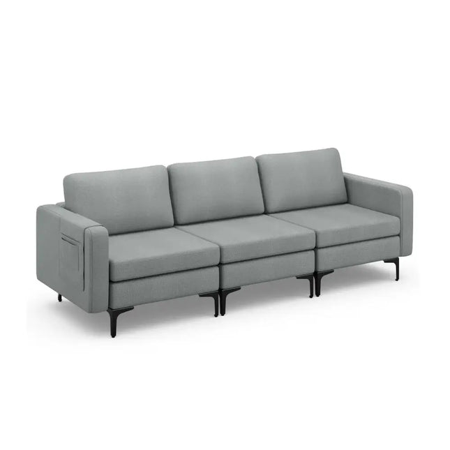 1/2/3/4-Seat Convertible Sectional Sofa with Reversible Ottoman-3-Seat Costway