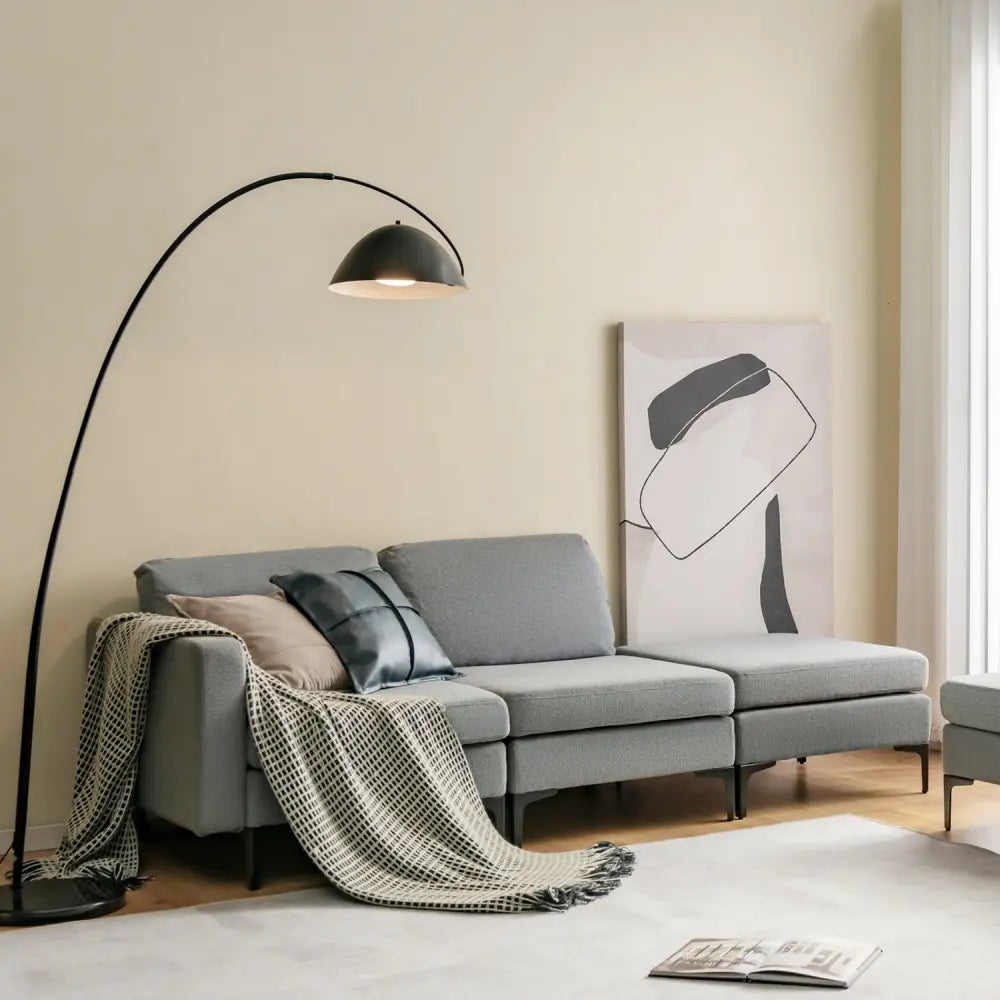 1/2/3/4-Seat Convertible Sectional Sofa with Reversible Ottoman-3-Seat - Gray - Sofas & Loveseats