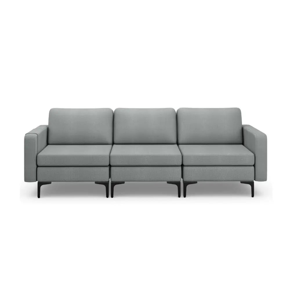 1/2/3/4-Seat Convertible Sectional Sofa with Reversible Ottoman-3-Seat - Gray - Sofas & Loveseats