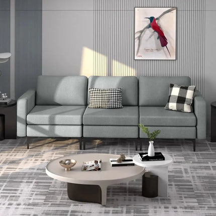 1/2/3/4-Seat Convertible Sectional Sofa with Reversible Ottoman-3-Seat Costway