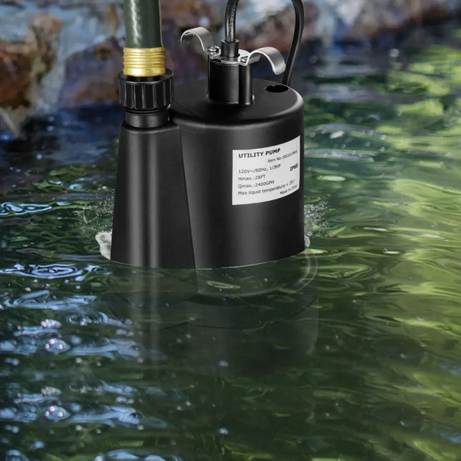 1/3HP 2400GPH Submersible Utility Pump Portable Electric Water Pump with 10 FT Cord - Black - Watering & Irrigation