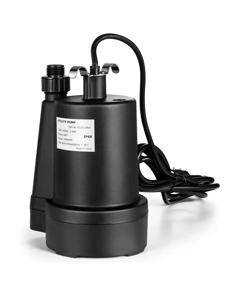 1/3HP 2400GPH Submersible Utility Pump Portable Electric Water Pump with 10 FT Cord - Black - Watering & Irrigation