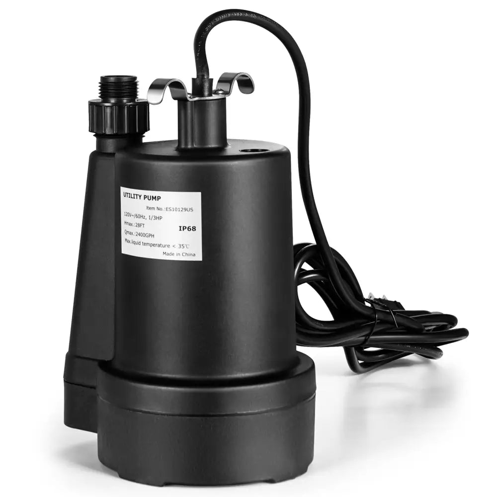 1/3HP 2400GPH Submersible Utility Pump Portable Electric Water Pump with 10 FT Cord - Black - Watering & Irrigation