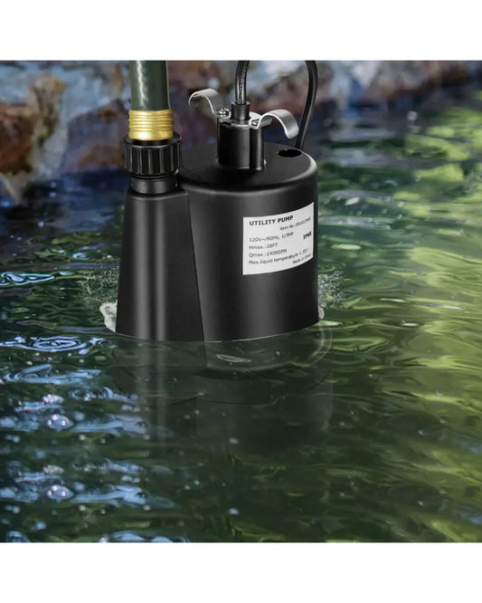 1/3HP 2400GPH Submersible Utility Pump Portable Electric Water Pump with 10 FT Cord - Black - Watering & Irrigation