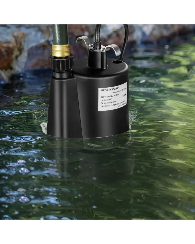 1/3HP 2400GPH Submersible Utility Pump Portable Electric Water Pump with 10 FT Cord - Black - Watering & Irrigation