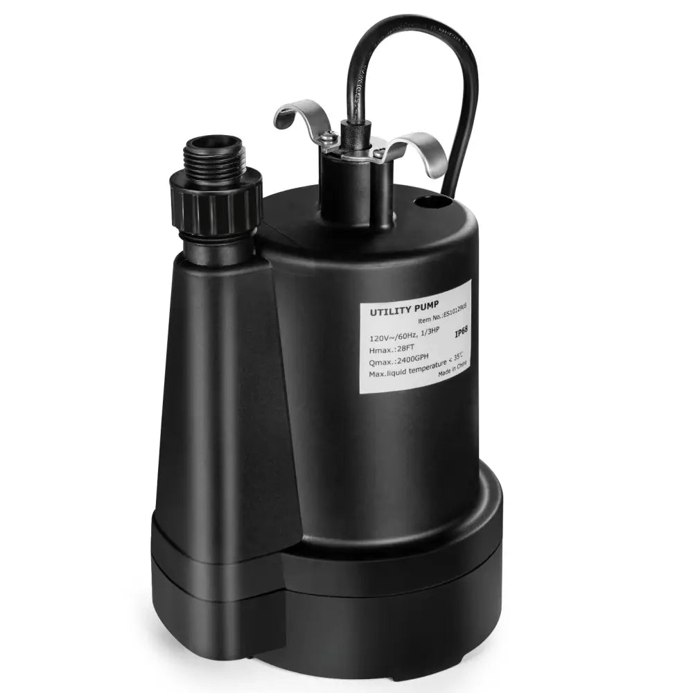 1/3HP 2400GPH Submersible Utility Pump Portable Electric Water Pump with 10 FT Cord - Black - Watering & Irrigation