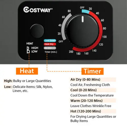 Costway 1.5 cu ft clothes dryer with stainless steel wall mount in gray, compact appliance for efficient laundry drying.