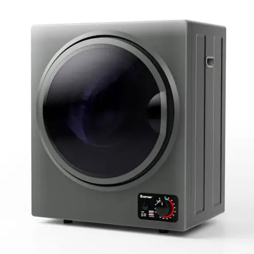 Costway 1.5 cu ft clothes dryer with stainless steel wall mount, compact gray design for efficient laundry drying.
