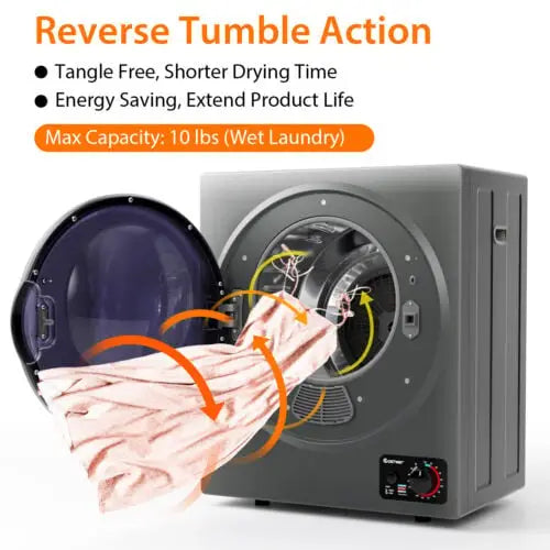 1.5 Cu.ft Clothes Dryer with with Stainless Steel Wall Mount-Gray - Gray - Dryers