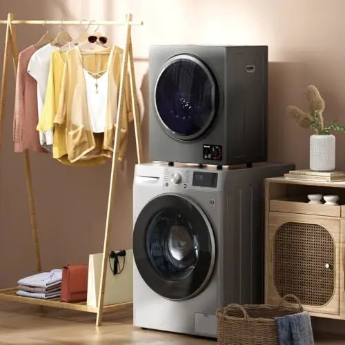 1.5 Cu.ft Clothes Dryer with with Stainless Steel Wall Mount-Gray - Gray - Dryers