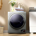 Costway 1.5 Cu. ft. gray clothes dryer with stainless steel wall mount, compact design, and modern finish.