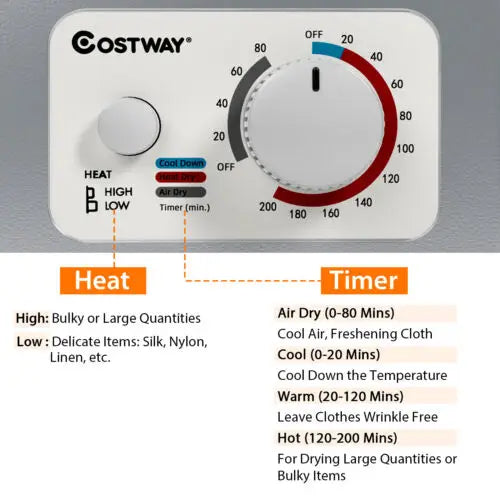 1.5 Cu.ft Clothes Dryer with with Stainless Steel Wall Mount-Silver - Silver - Dryers