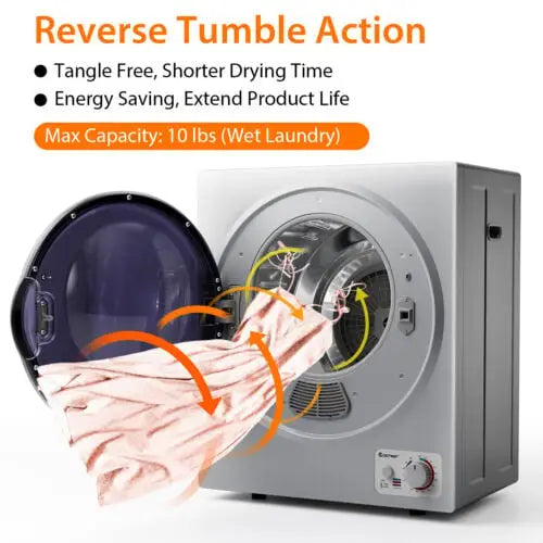 1.5 Cu.ft Clothes Dryer with with Stainless Steel Wall Mount-Silver - Silver - Dryers