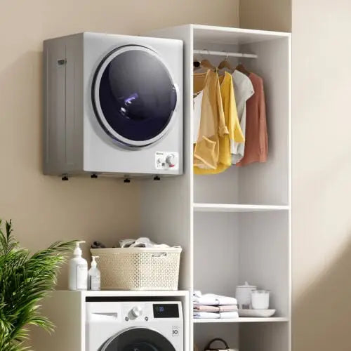 1.5 Cu.ft Clothes Dryer with with Stainless Steel Wall Mount-Silver - Silver - Dryers