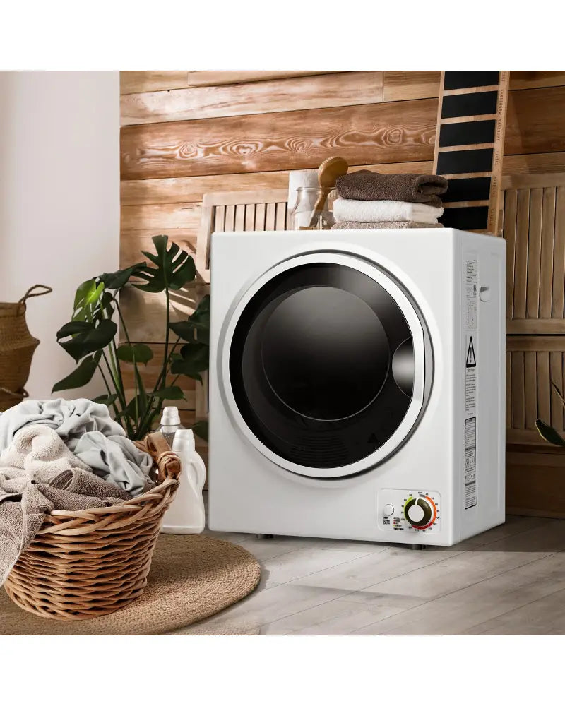 1.5 Cu.ft Clothes Dryer with with Stainless Steel Wall Mount-White - White - Dryers