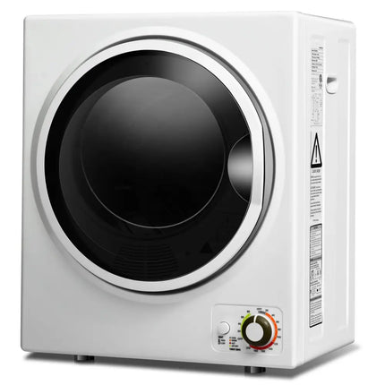 Costway 1.5 cu ft white clothes dryer with stainless steel wall mount, compact and efficient for laundry spaces.