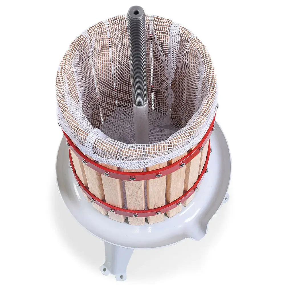 Costway 1.6-gallon fruit wine press for cider and juice making, featuring a durable metal frame and wooden pressing screw.