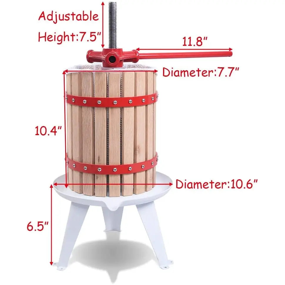 Costway 1.6-gallon fruit wine press for cider and juice making, featuring a durable wood and metal construction for home brewing.